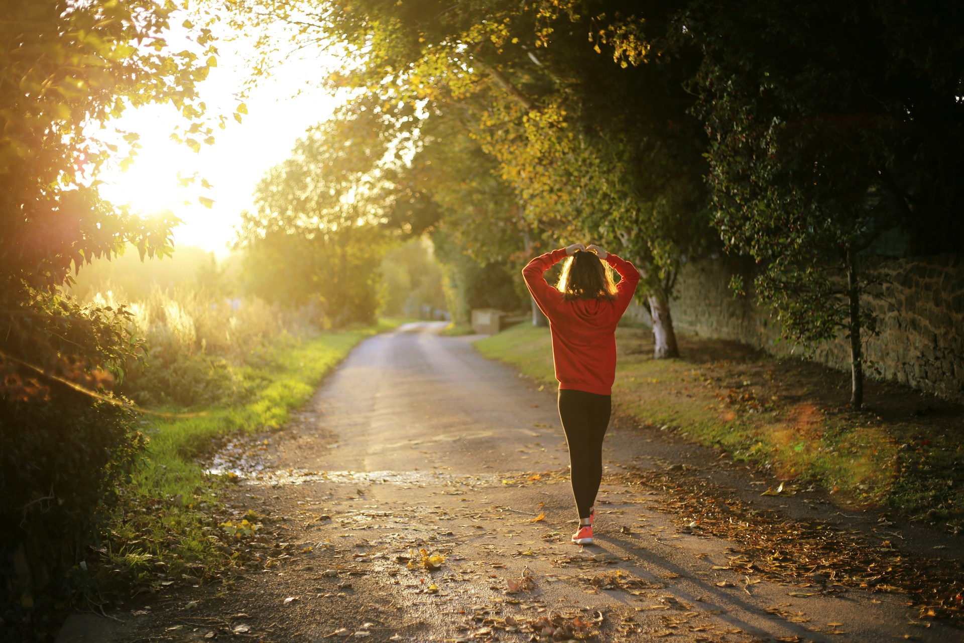 Woman walking in the countryside during the day